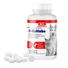 Bio PetActive D-Kaltabs Dicalcium Phosphate & Vitamin D3 Chewable Tablets for Cats & Dogs 126g (84 Tabs)