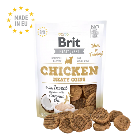 Brit Care Dog Treat  Meaty Jerky Chic w/Insect Coins 80g