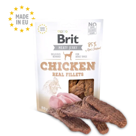 Brit Care Dog Treat  Meaty Jerky Chicken Fillets 80g
