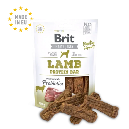 Brit Care Dog Treat  Meaty Jerky Lamb Protein Bars 80g x2