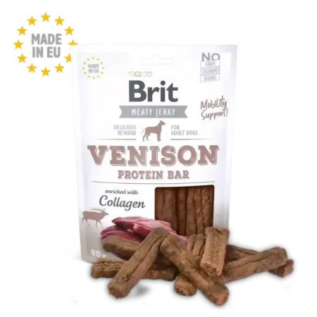 Brit Care Dog Treat  Meaty Jerky Venison Protein Bars 80g x2