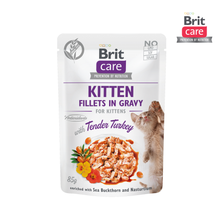 Brit Care Cat Fillets In Gravy Tender Turkey Kitten 85g (24 Pouches)