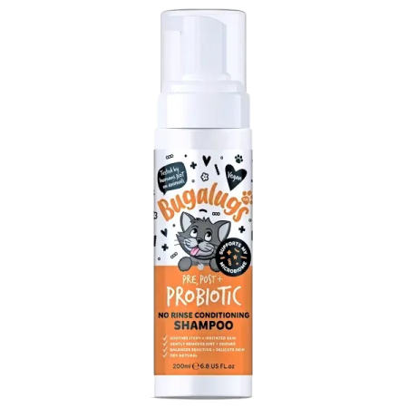 Bugalugs Cat Pre, Post + Probiotic No Rinse Shampoo 200ml