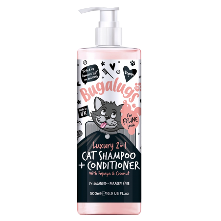 Bugalugs Cat Shampoo 2 in 1 Papaya & Coconut 500ml