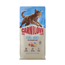 Carnilove Cat Dry Food True Fresh Fish & Turkey Adult Sterilised Cats 2kg Carnilove Cat Dry Food True Fresh Fish & Turkey Adult Sterilised Cats 2kg