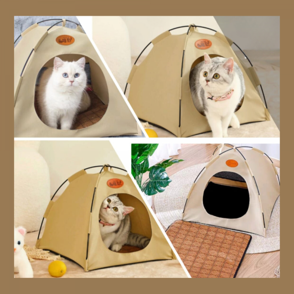 Dooee Pet Bed Canvas House Brown