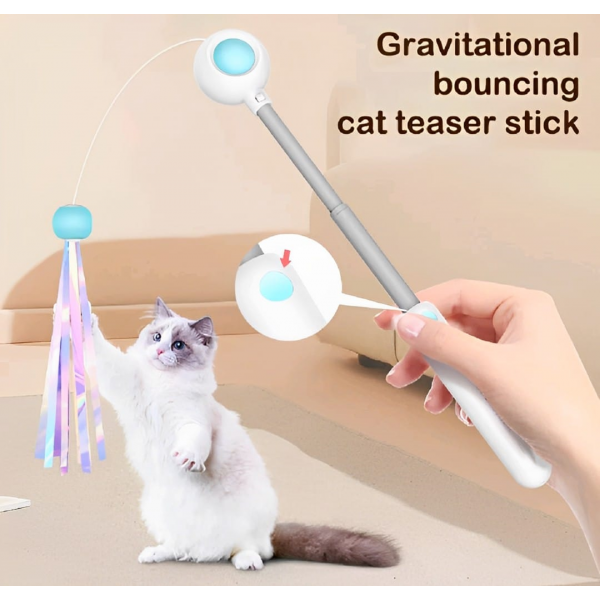 Dooee Cat Toy Retractable Wand With Laser Blue