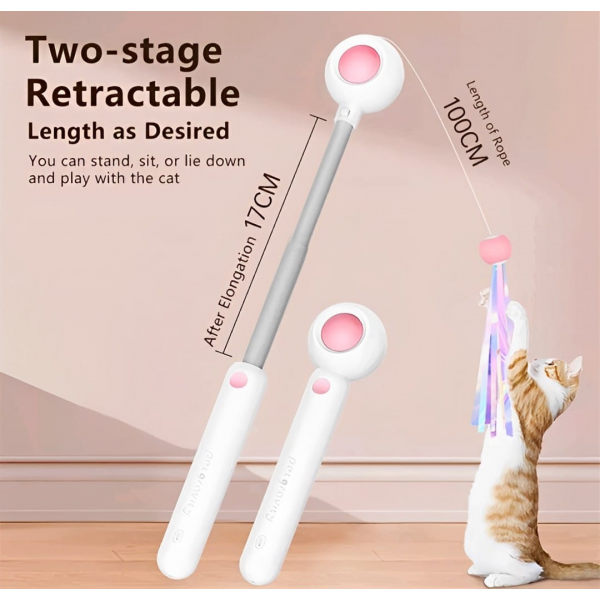 Dooee Cat Toy Retractable Wand With Laser Pink