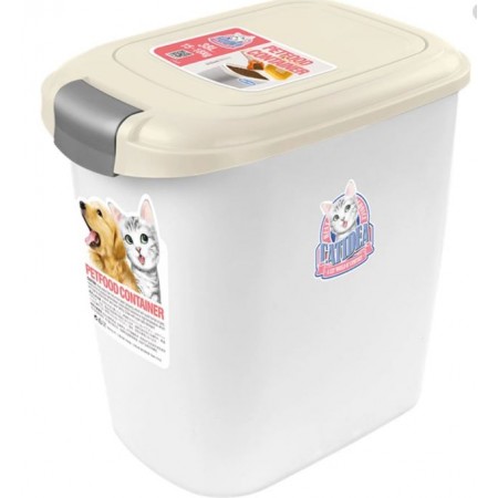 Catidea Luxury Single Open Petfood Container 15kg Cream