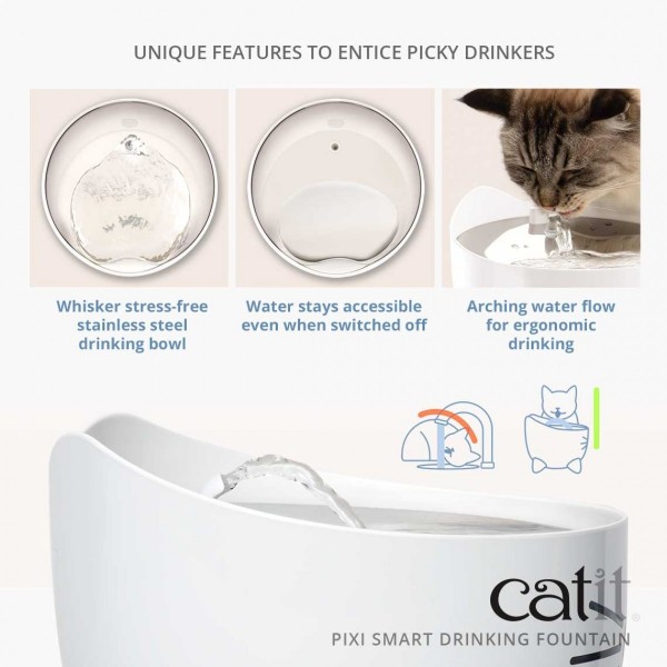Catit Cat Water Drinking Fountain Pixi Smart Stainless Steel 2L