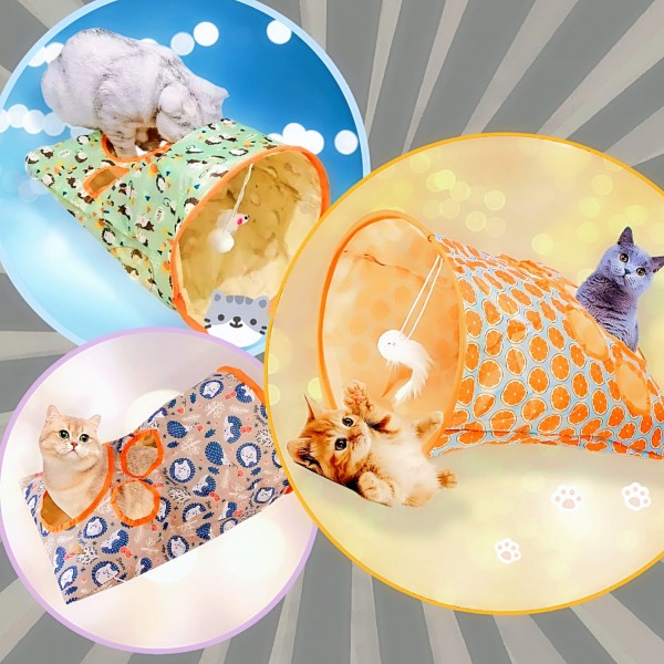 Dooee Cat Toy Foldable Tunnel Boatsea Orange