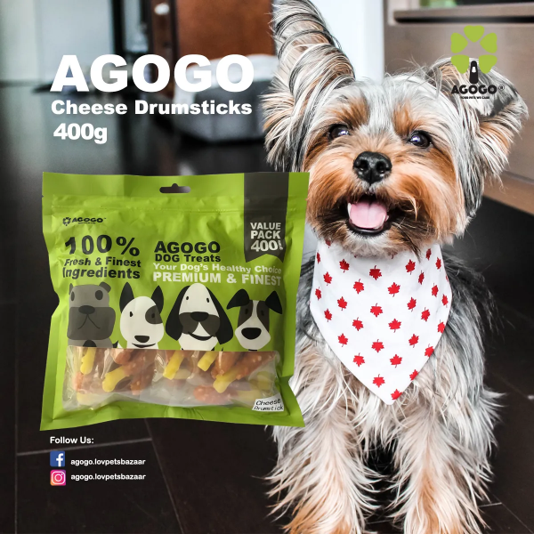 Agogo Dog Treat Cheese Drumstick 400g x2