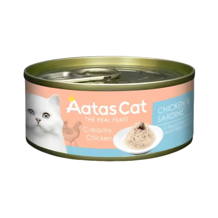 Aatas Cat Creamy Chicken & Sardine Canned Food 80g Carton (24 Cans)