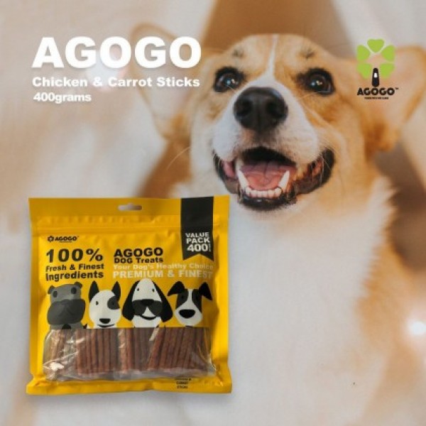 Agogo Dog Treat Chicken & Carrot Sticks 400g x2