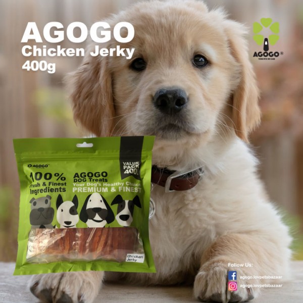 Agogo Dog Treat Chicken Jerky 400g x2
