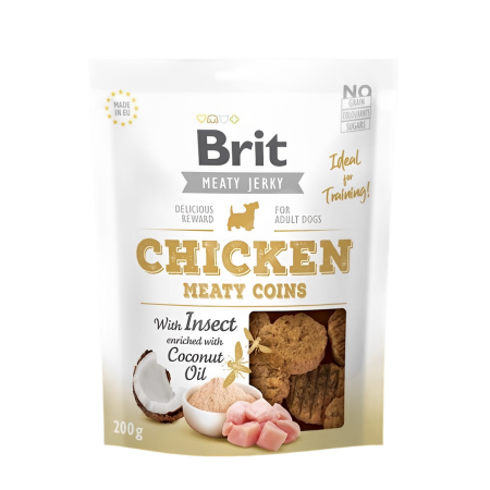 Brit Care Meaty Jerky Chicken With Insect Meaty Coins Dog Treats 200g (3 Packs)