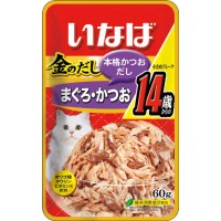 Ciao Golden Pouch 14 Years Old Tuna Small Flake in Jelly Cat Food 60g Carton (12 Packs)