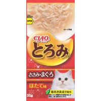 Ciao Chu ru Toromi Line Pouch Chicken Fillet, Tuna & Scallop 35g x 4pcs  (2 Packs)