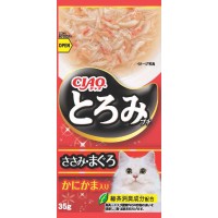 Ciao Chu ru Toromi Line Pouch Chicken Fillet, Tuna & Crab Stick 35g x 4pcs (2 Packs)