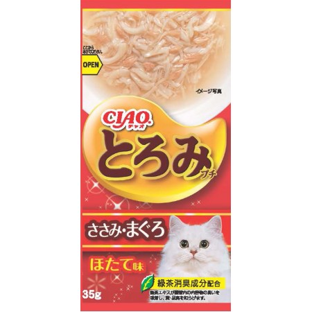 Ciao Chu ru Toromi Line Pouch Chicken Fillet, Tuna & Scallop 35g x 4pcs