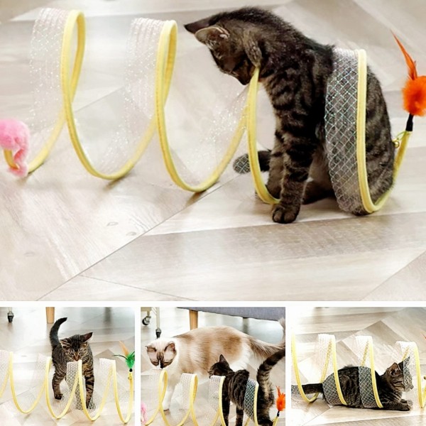 Dooee Cat Toy Foldable Tunnel with Feather Small