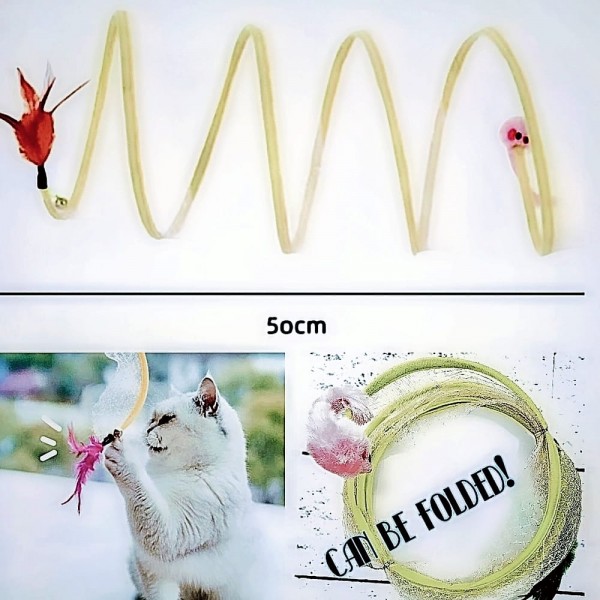 Dooee Cat Toy Foldable Tunnel with Feather Small