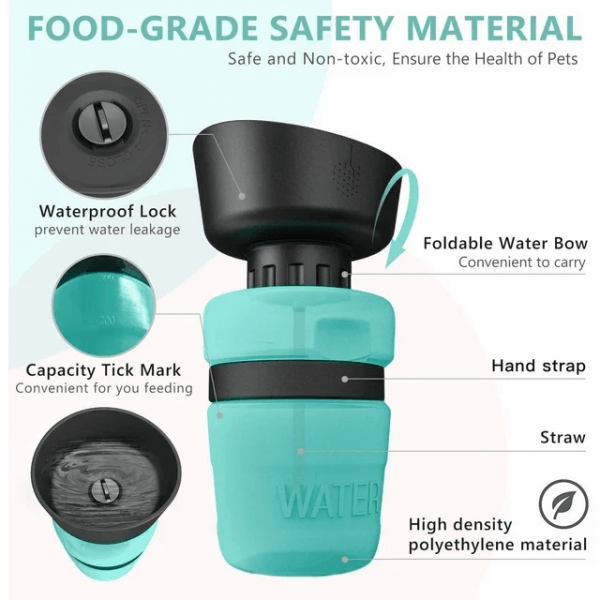 Plouffe Dog Collapsible  2 in 1 Bottle & Bowl 520ml (Green)