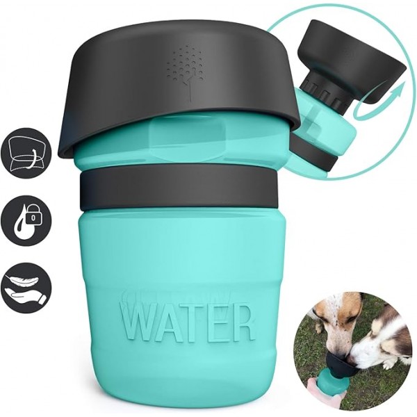 Plouffe Dog Collapsible  2 in 1 Bottle & Bowl 520ml (Green)