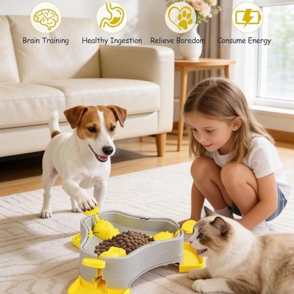 Dooee Pet Toy Interactive 3 in 1 Feeder Grey