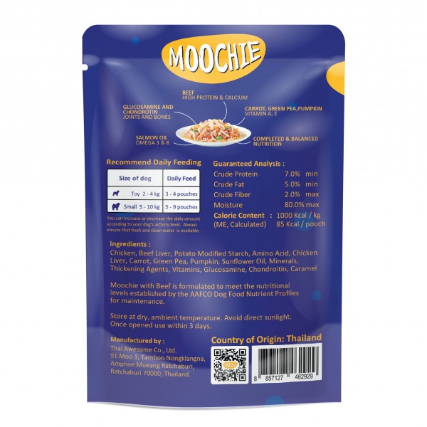 Moochie Dog Pouch Fit & Firm Beef Adult 85g