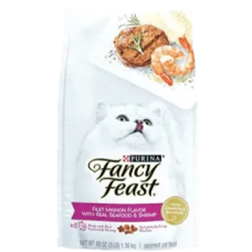 Fancy Feast Cat Dry Food Filet Mignon w/Seafood & Shrimp 1.36kg  (4 bags)