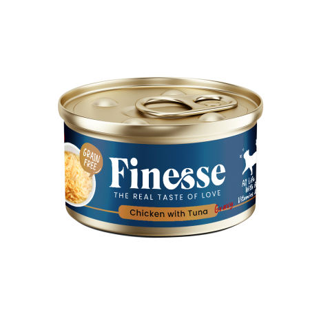 Finesse Grain-Free Chicken with Tuna in Gravy 85g Carton (24 Cans)