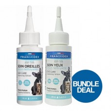 Francodex Grooming Bundle: Ear and Eye Care Cleansing Lotion for Puppies and Kittens 60ml