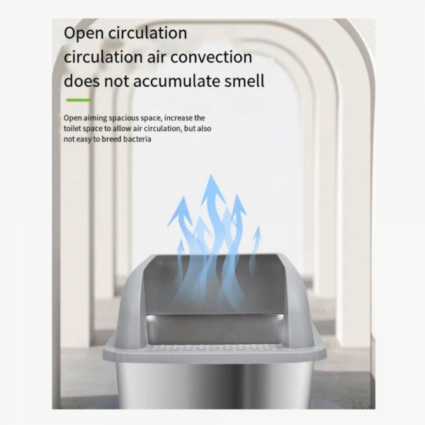 Rubeku Cat Litter Box w/Front Entry Stainless (Stairway+Scoop)