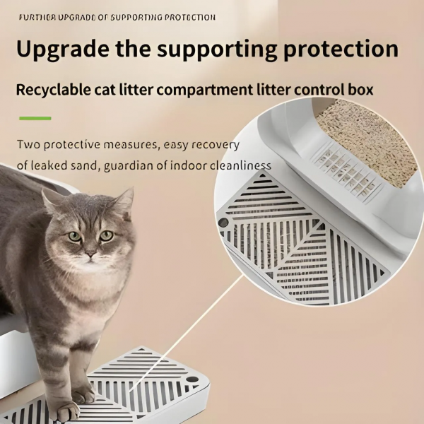 Rubeku Cat Litter Box w/Front Entry Stainless (Stairway+Scoop)