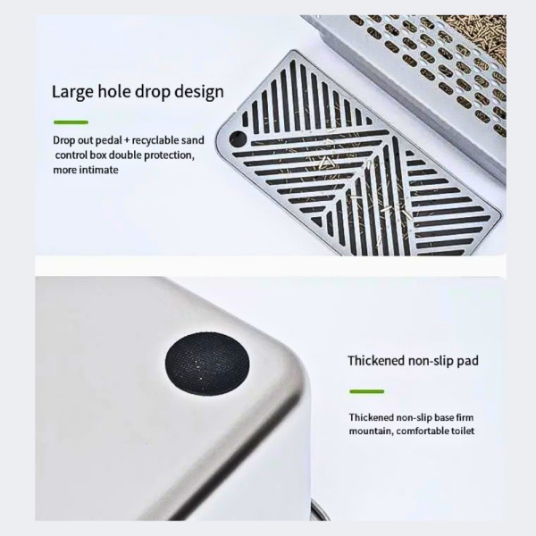 Rubeku Cat Litter Box w/Front Entry Stainless (Stairway+Scoop)