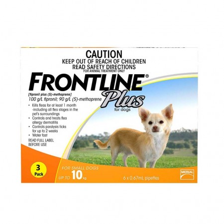 Frontline Plus Tick & Flea for Small Dogs  (Up to 10kg) 3 pack