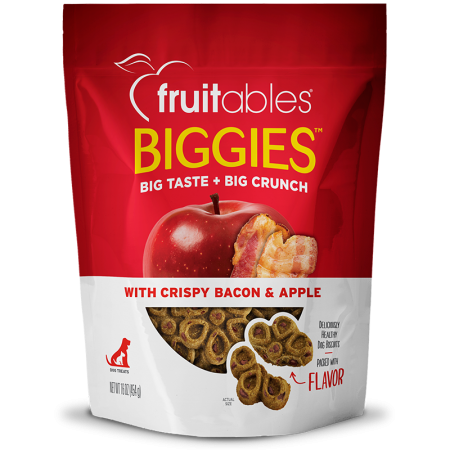 Fruitables Biggies Crispy Bacon & Apple Dog Treats 16oz (2 Packs)