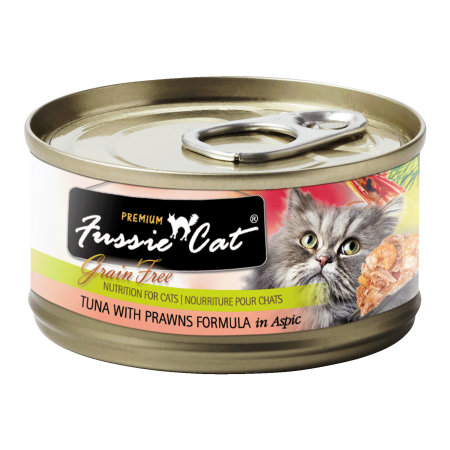 Fussie Cat Black Label Tuna and Prawns 80g Carton (24 Cans)