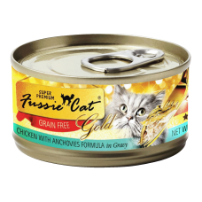 Fussie Cat Gold Label Chicken and Anchovies 80g