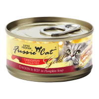 Fussie Cat Gold Label Chicken and Beef 80g Carton (24 Cans)