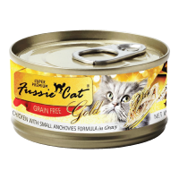 Fussie Cat Gold Label Chicken and Small Anchovies 80g Carton (24 Cans)