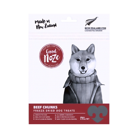 Good Noze Dog Treats Freeze Dried Beef Chunks 60g x2