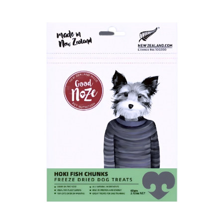 Good Noze Dog Treats Freeze Dried Hoki Fish Chunks 60g x2