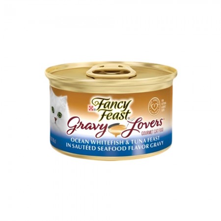 Fancy Feast Gravy Lovers Ocean Whitefish & Tuna Sauteed Seafood Flavor Gravy 85g Carton (24 Cans)