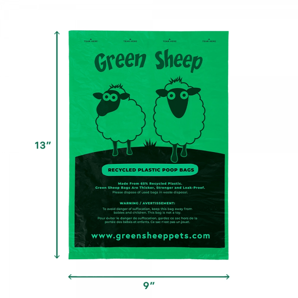 Green Sheep Dog Poop Bags Unscented (60 pcs)