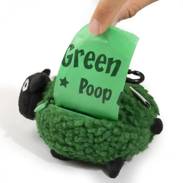 Green Sheep Dog Poop Bags Dispenser (15 pcs) White