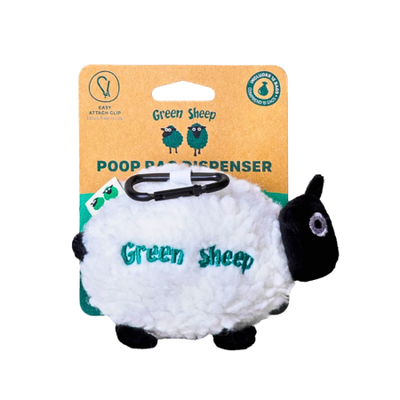 Green Sheep Dog Poop Bags Dispenser (15 pcs) White