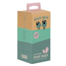 Green Sheep Dog Poop Bags Strawberry Scented (120 pcs)