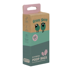 Green Sheep Dog Poop Bags Strawberry Scented (60 pcs)